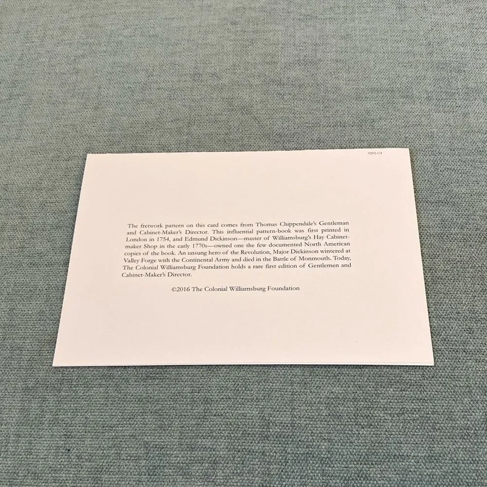 Colonial Williamsburg Blank Card, Letter M